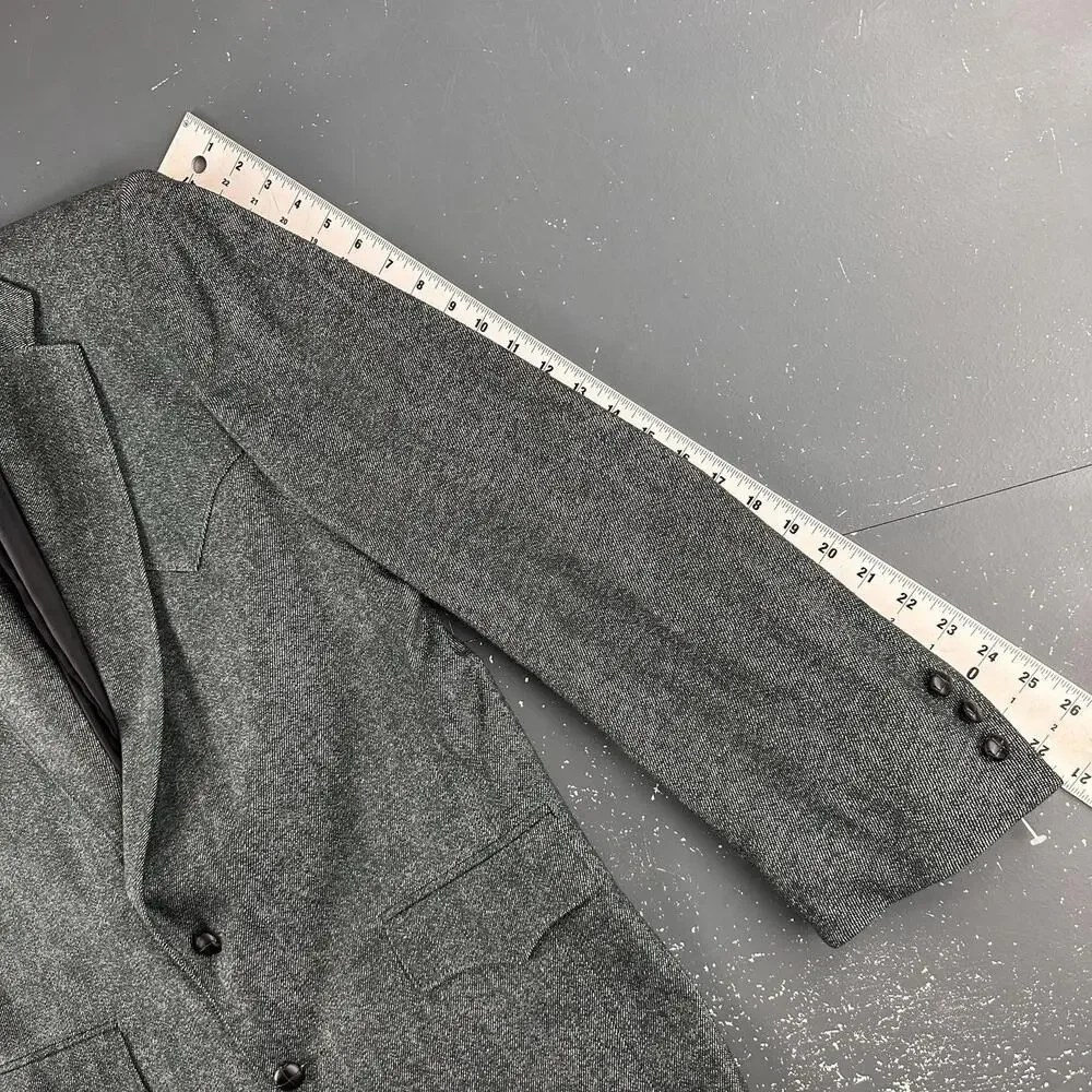 VTG Pagano West Western Blazer Mens 50L Black Wool Chambray Denim USA NWT - Picture 7 of 9